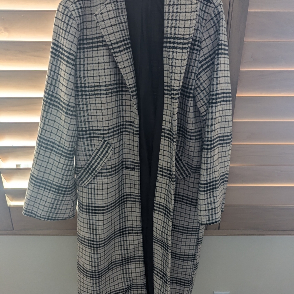 H&M Double Breasted Plaid & Lined Coat
